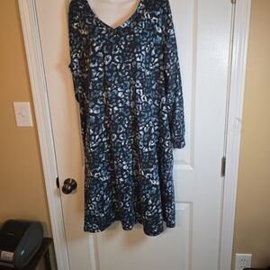 Lularoe Emily HTF animal Print long sleeve midi dress XL